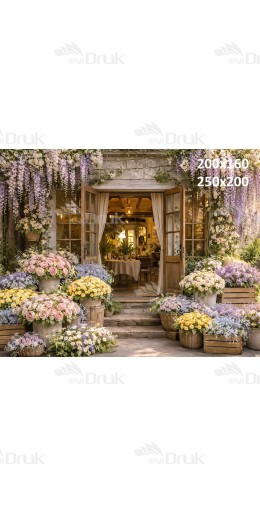 Tło fotograficzne „Kwiatowa weranda w pastelowych barwach” | E868